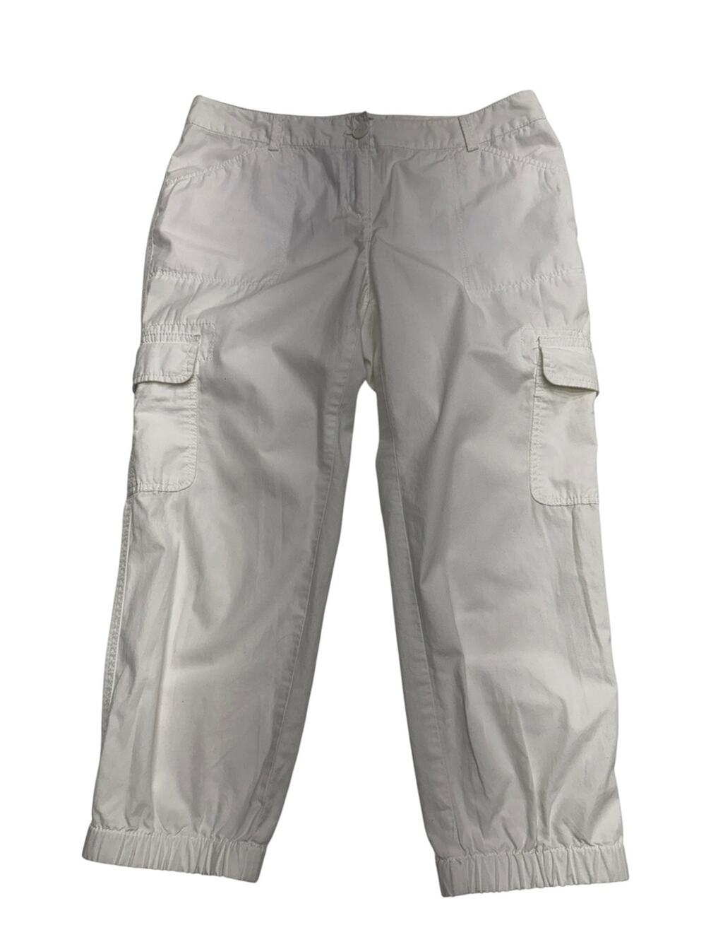 LOFT Women’s 10P White Cotton Crop Cargo Pant